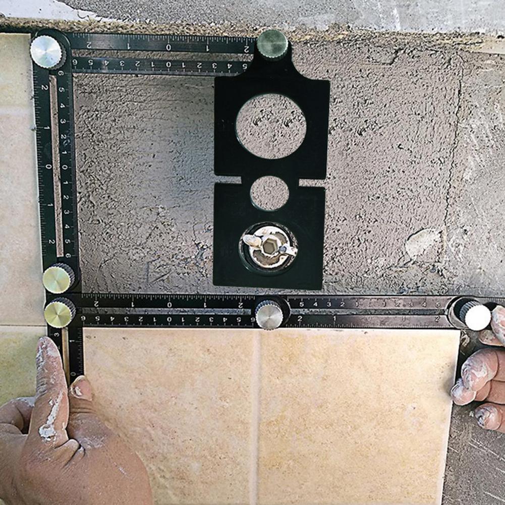 Square Ruler Woodworking Tool Drill Guide Ruler Measuring Tool Masonry Wall Tile Floor Tile Glass Universal Punching Artifact