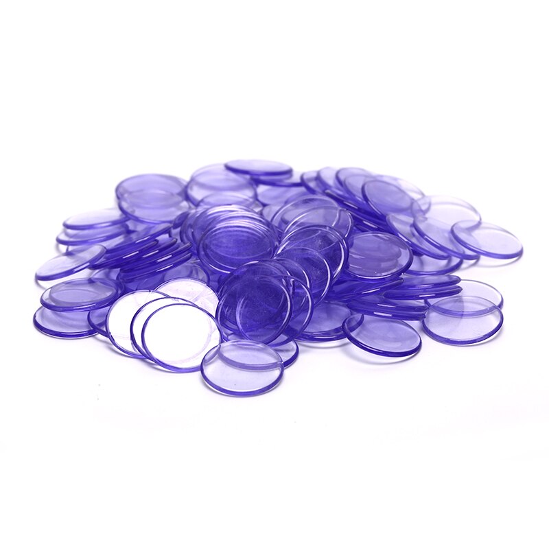 Fichas de póker de plástico, marcadores de Bingo de Casino, Token divertido, juegos de mesa de Club familiar, juguete, , 8 colores, 19mm, 100 Uds.: Morado