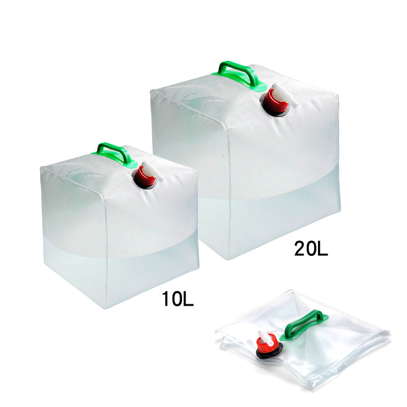 (2pcs) Camping 10L Folding Water Bucket Transparent Plastic Collapsible Water Storage Bag