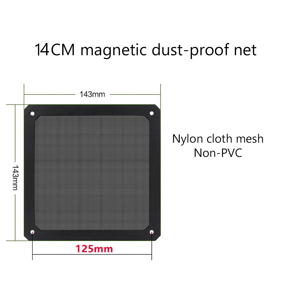Filtro de malla antipolvo para PC, Marco magnético de 8CM, 12CM, 14CM, accesorios para PC, ventilador de refrigeración con imán, funda de malla para ordenador a prueba de polvo: 14CM