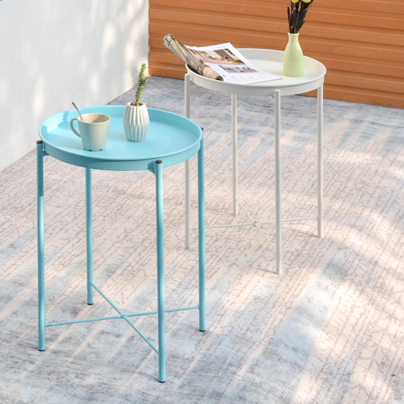 Nordic modern minimalist round mini small coffee table corner table simple bedside round small side table