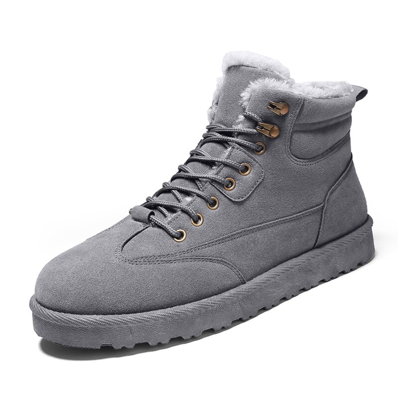 Winter Met Bont Heren Laarzen Mode Warm Enkel Laarzen Mannen Sneeuw Schoenen Outdoor Winter Laarzen Lace Up Wandelschoenen Botas hombre: 5753   Gray / 7