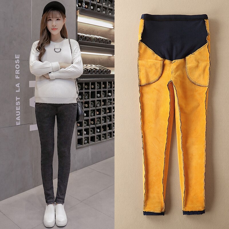 Mutterschaft Jeans Winter Dünne Hosen Caprihose für schwangere frauen Hohe taille Gamaschen schwangerschaft kleidung mutterschaft kleidung