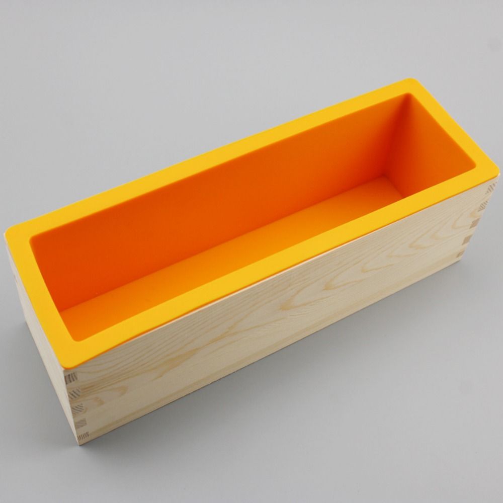 1200ml Silicone Soap Mold Wooden Box Reusable Rectangle Soap Mold Rectangular Shape Flexible Silicone Soap Making Mold