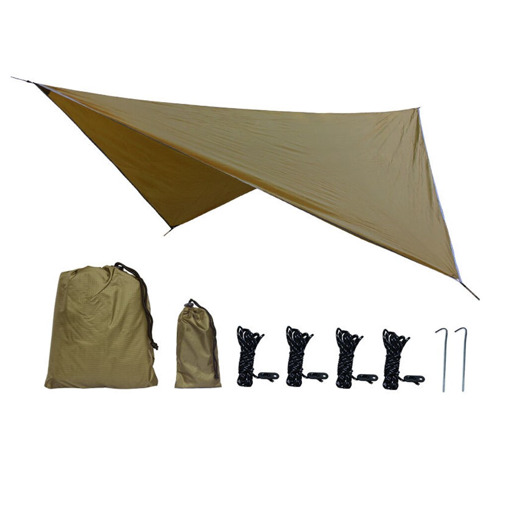 Ultraleve 5 cores barraca de lona à prova dwaterproof água 350x280cm sombra acampamento ao ar livre rede chuva mosca uv toldo do jardim dossel pára-sol: brown