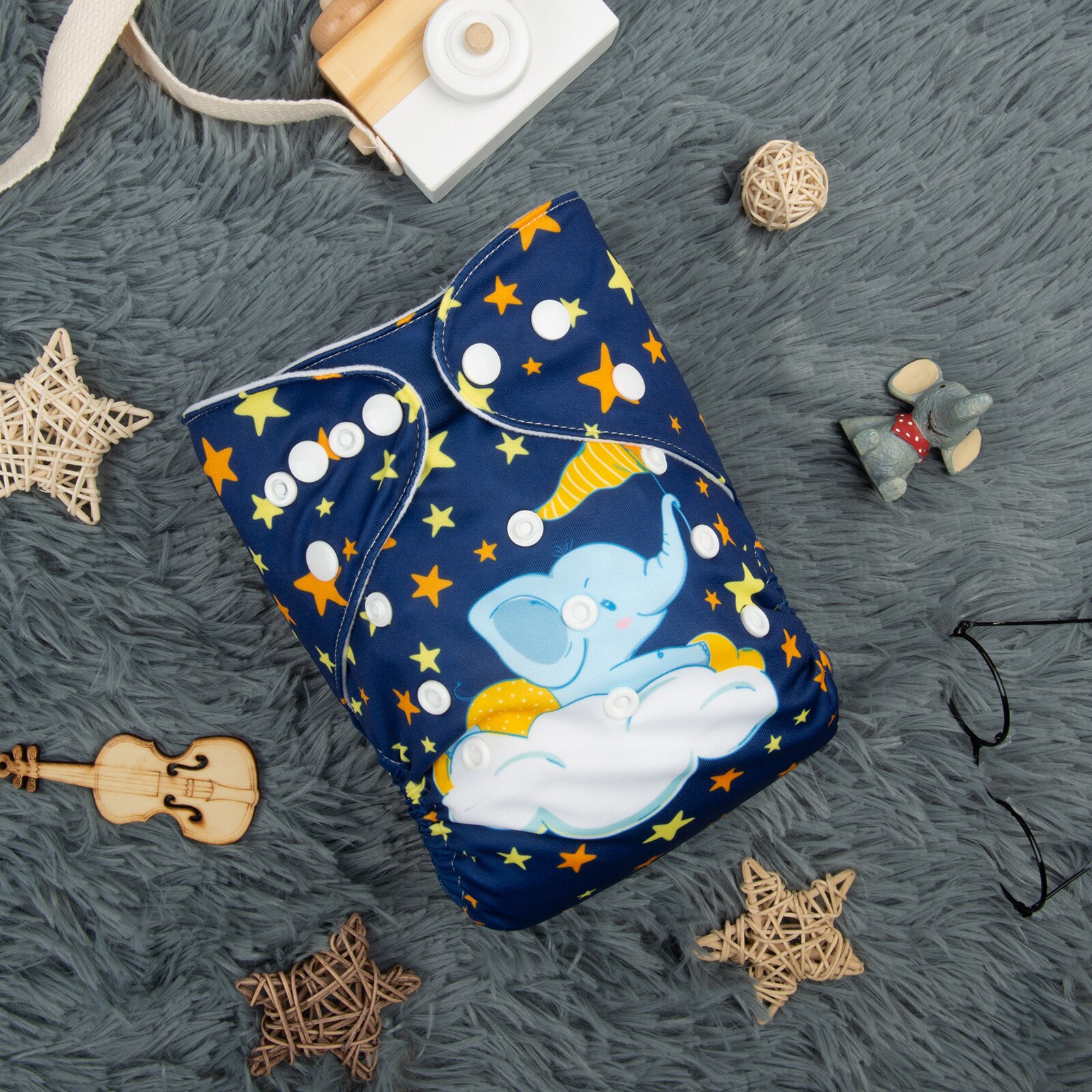 ALVABABY Cloth Diapers Baby Printed Positioning Cloth Nappy with 1pc Microfiber Insert