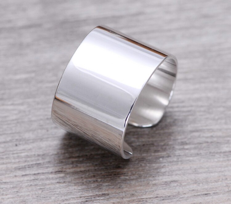 Einfache Stil Echt Silber Farbe Glatte Ringe für Frauen Hochzeit Schmuck Große Antike Finger Ringe Anelli