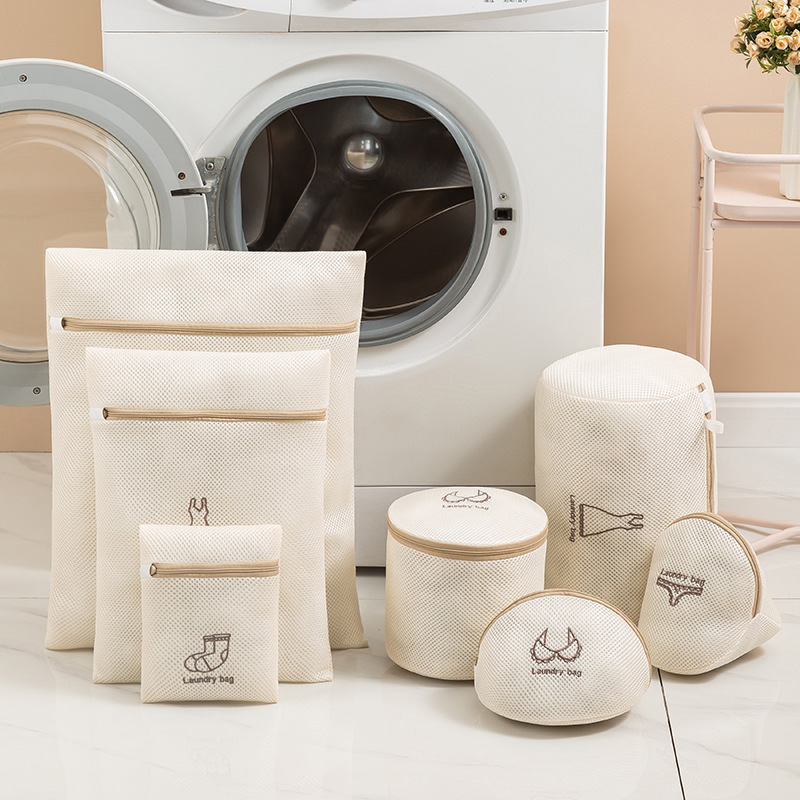 Bolsas de lavado de 7 tamaños, bolsa de lavandería sucia de poliéster de malla, organizador de cesta de lavado de sujetador de red bordado para ropa interior, bolsa de lavandería