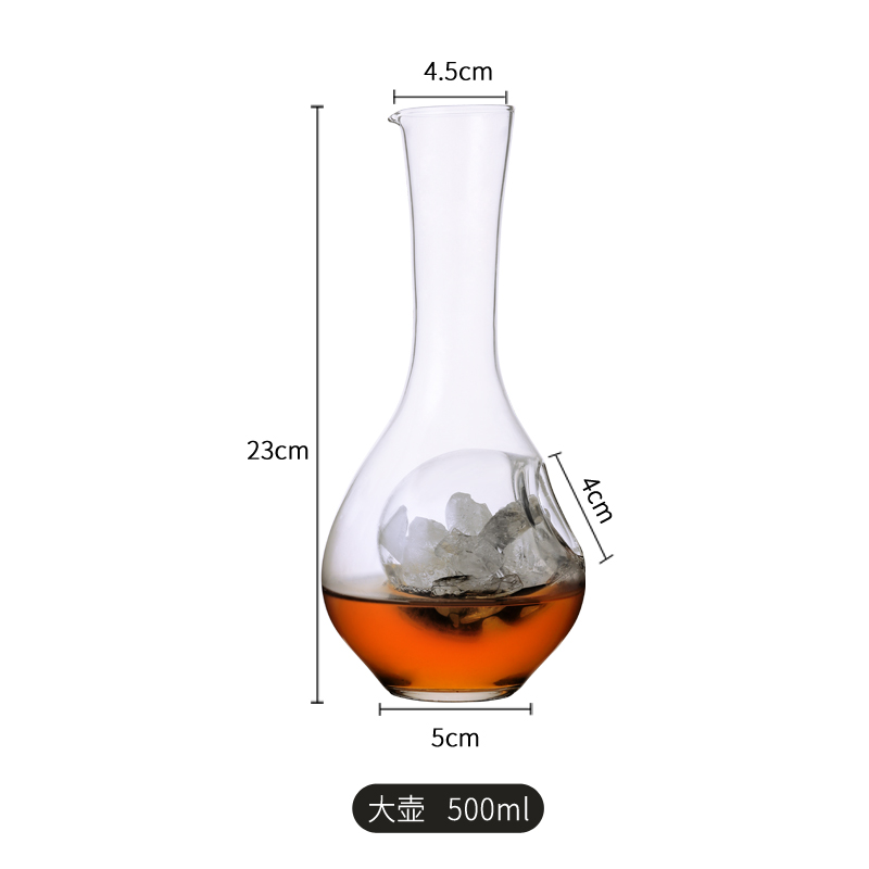 Crystal Glass Wine Decanter Japanese Hole Sake Glass Ice Jug Champagne Cooling Tools Thumb Hole Hamster Nest Wine Cocktail: Transparent 500ML