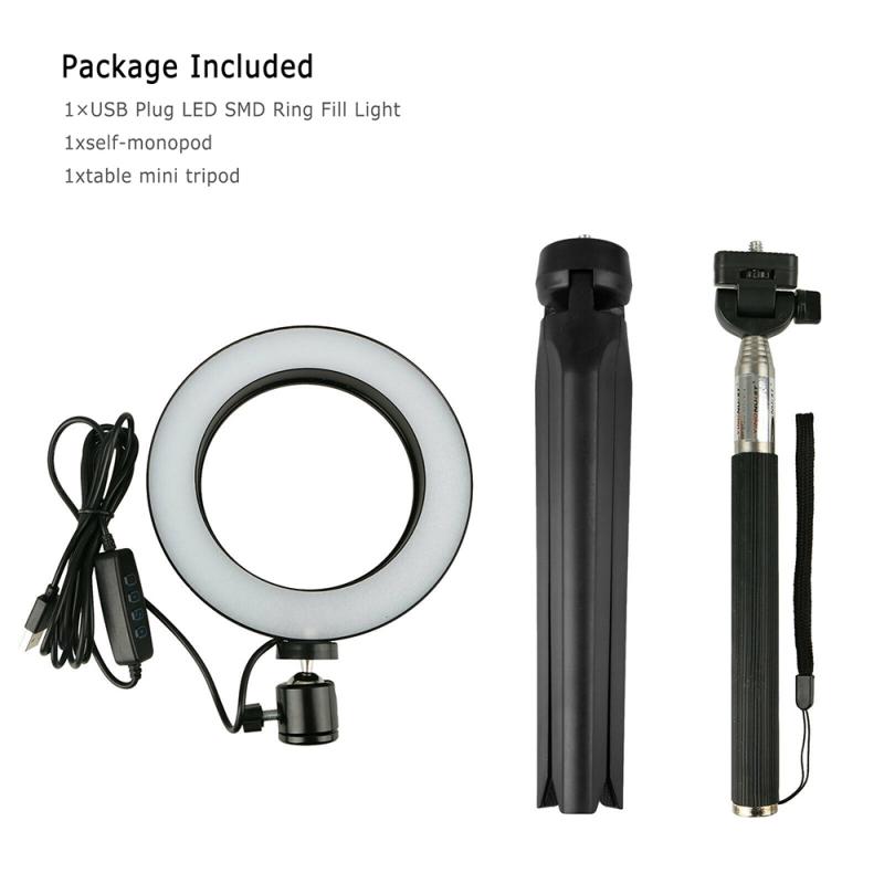 LED Ring Light With Stand Dimmable 5500K Lamp Portable USB Powered Ring Lights For Live broadcast Makeup Photography