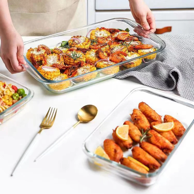 Plato de vidrio para hornear, bandeja para horno, herramientas y accesorios de cocina, utensilios de cocina, sartenes