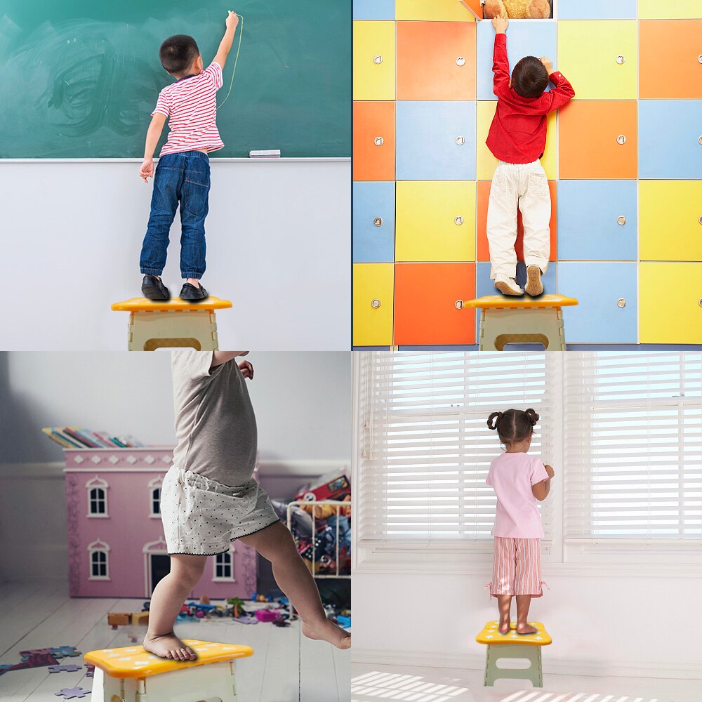 Sedia per bambini Sveglio di Plastica Portatile Sgabelli Addensare Passo bambino Pieghevole Sgabello di Plastica Pieghevole Sedie Bambini Sgabelli Giallo Arancione