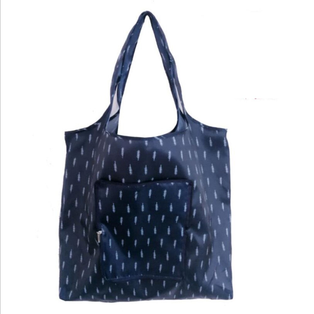 Eco Vriendelijke Opvouwbare Boodschappentas Vrouwen Handtassen Waterdichte Opvouwbare Herbruikbare Huishoudelijke Tassen Opbergzakken: navy blue feather