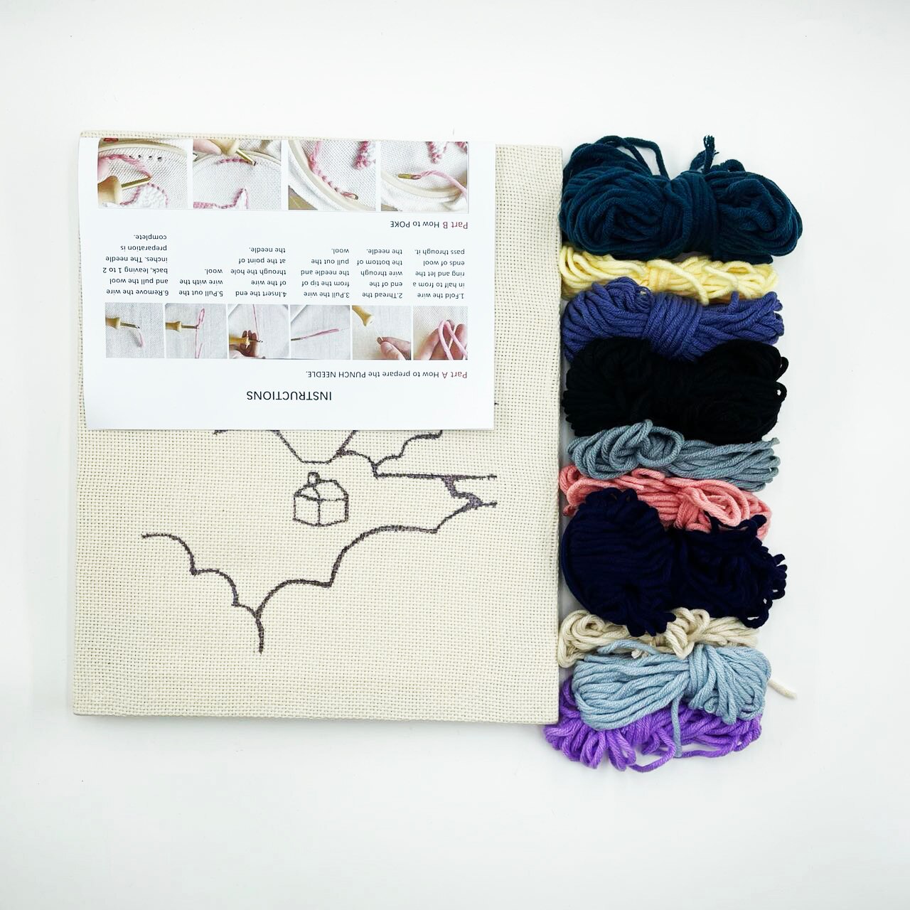 DIY Embroidery Set Cross Stitch Set Blue Background Girl Embroidery Suitable for Girls: without tool