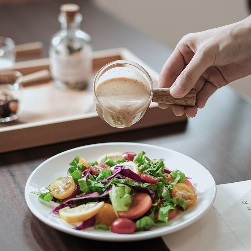 Glas Mini Melk Cup Met Houten Handvat Japanse Melk Opschuimen Kannen Koffie Suiker Melk Pot Wees Mond Keuken Koffie Levert