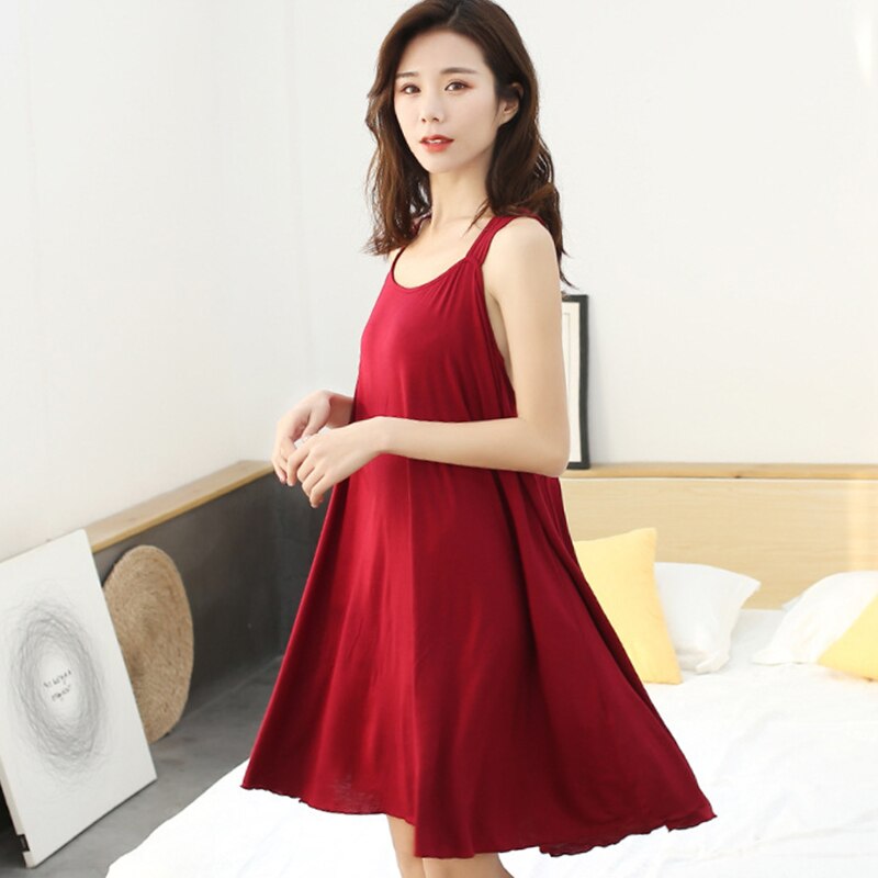 Sexy Nightdress Pajamas Petticoats Pregnant Women Large Size Dress Worn Outside Homewear With Breast Pad Cup Summer Dress