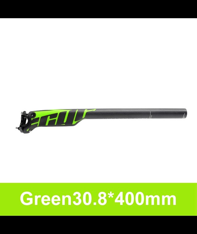 Bike Full Carbon Fiber Seat Post MTB Mountain Bike Road Bicycle Ultralight Seat Tube 27.2/30.9/31.6mm*350mm/400mm Bike Seatpost: 30.8x400mm Green