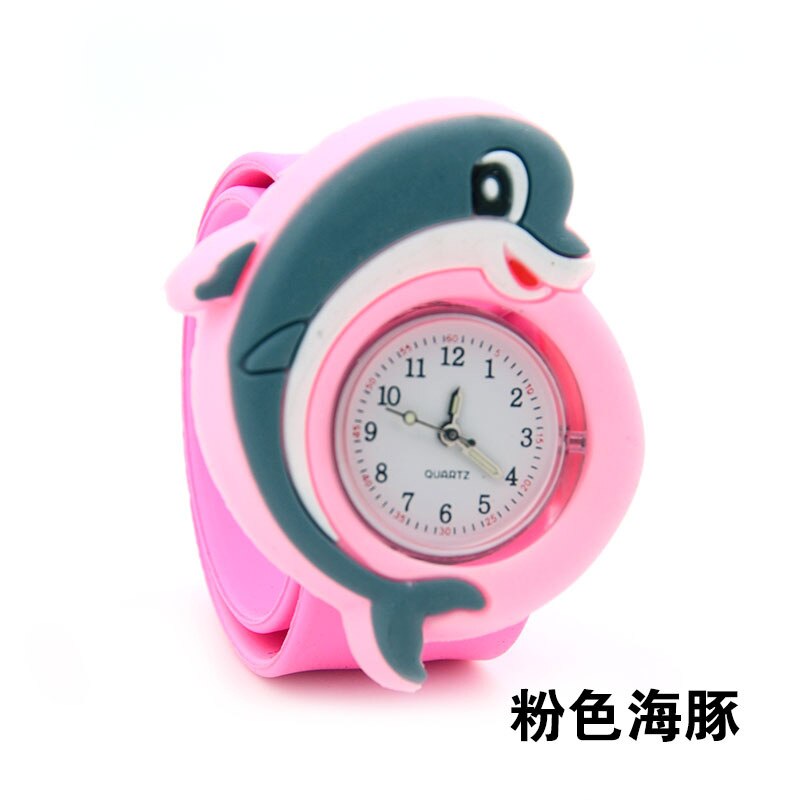 Cartone Animato per bambini Giocattoli Orologio Carino Animale di Frutta Per Bambini Silicone Accarezzò Orologio Della Ragazza del Bambino Giocattolo Preferito Orologio Al Quarzo Regalo Di Compleanno: Pink dolphin