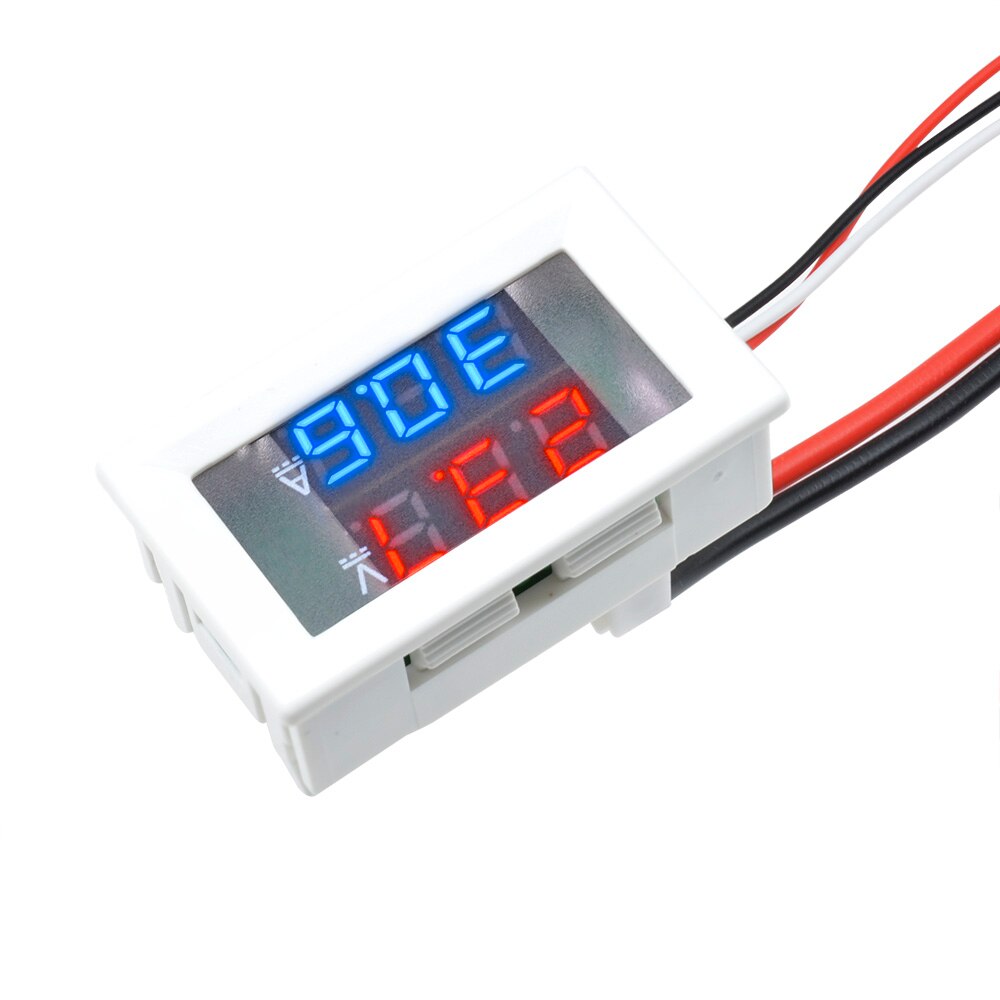 Dual LED Display Mini Digital Voltmeter Amperemeter DC 100V 10A Panel Amp Volt Spannung Strom Meter Tester 0,56" weiß/Schwarz Fall