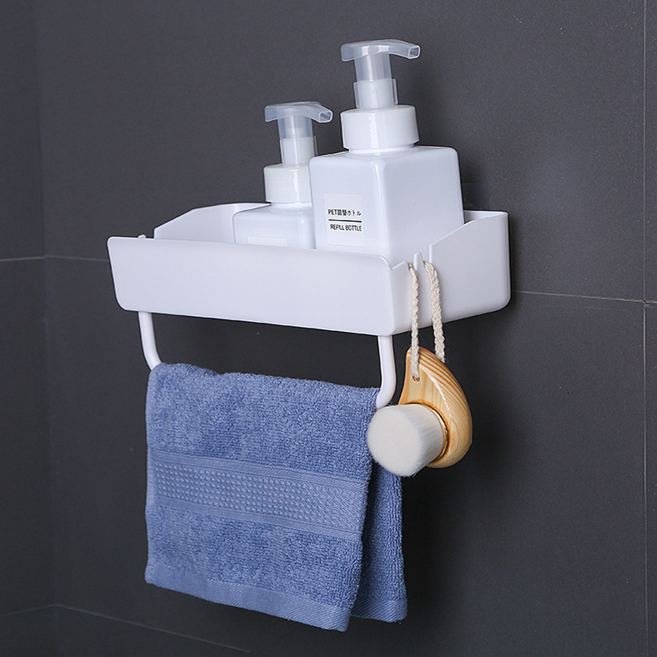 Square storage rack kitchen wall hanging plastic receive finishing rack multifunctional toilet non perforated storage rac