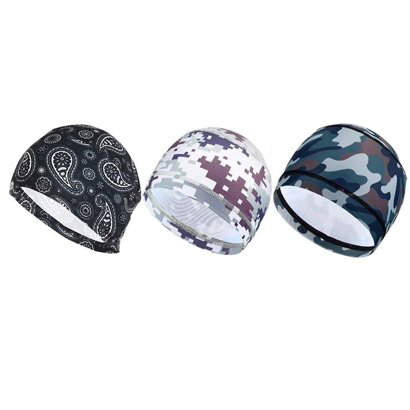 Mens Womens Quick Droge Zweet Camouflage Fietsen Dome Cap Rekbaar Fietsen Bandana Helm Liner Beanie Cap Voor Outdoor Sport