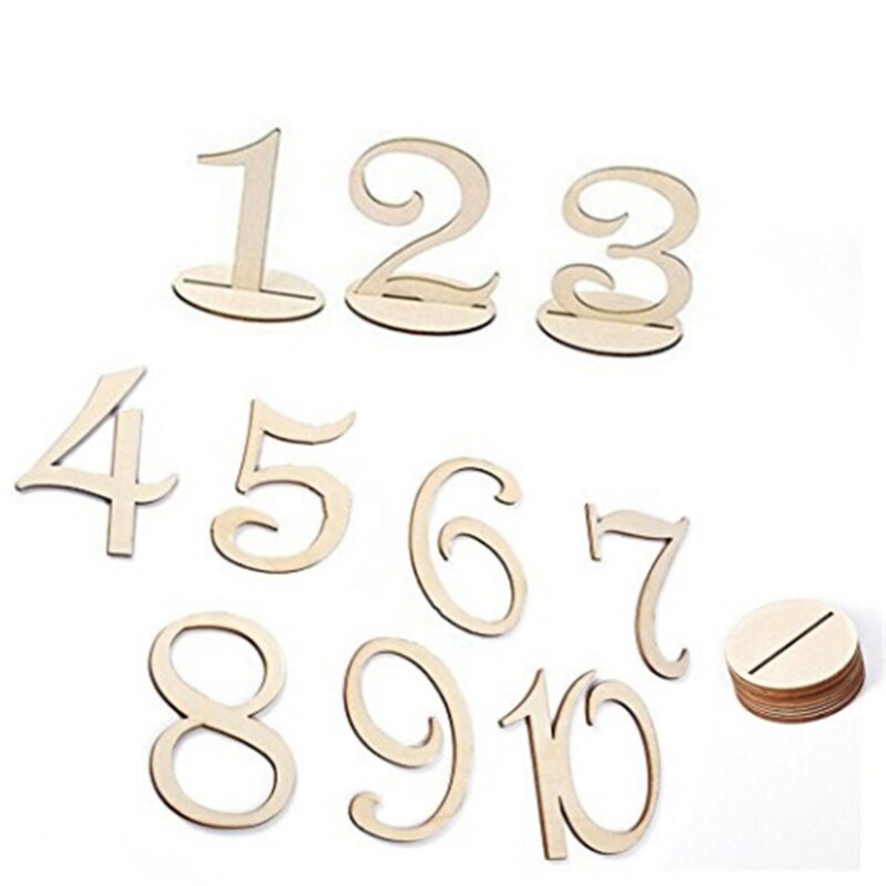 1Pack Anzahl 1-10 Ort Halter Tisch Anzahl Abbildung Karte Holz Hochzeit Party Digitale Sitz Dekoration: Default Title