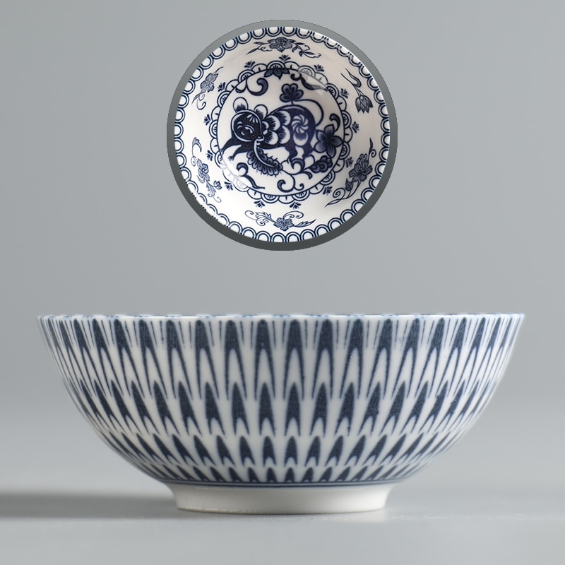Keramisk kung fu tesæt kinesisk stjernetegn 50ml lille tekop enkelt kop antik blå og hvid porcelænskop personlig master kop