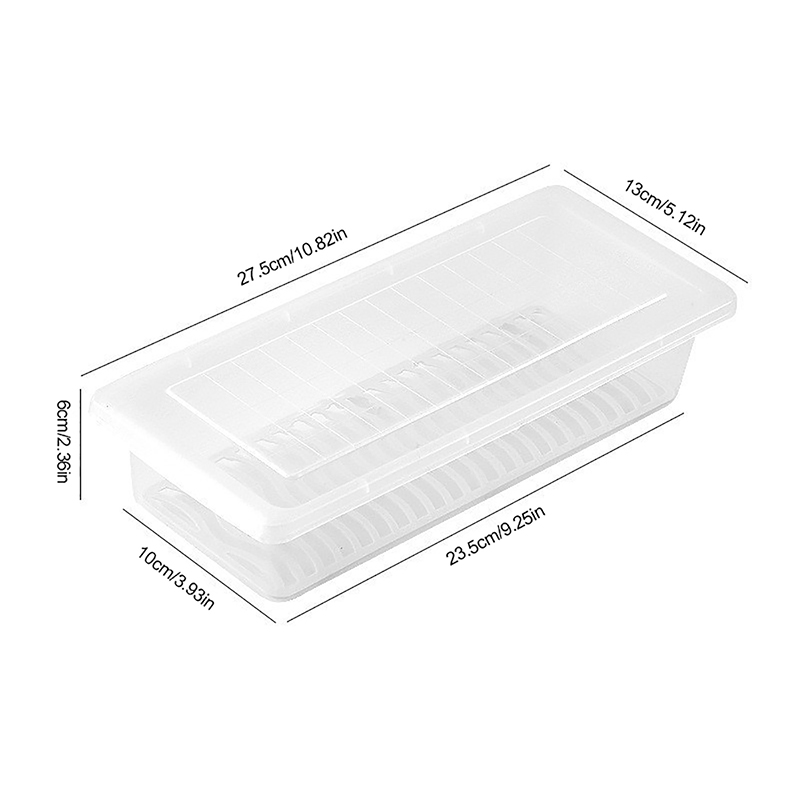 Opbevaringsboks til mad, frisk mad, beholdere, køkken, køleskab, organizer, aftagelig afløbsplade, bakke til opbevaring af frugt, grøntsager, kød, fisk: Lysegrå