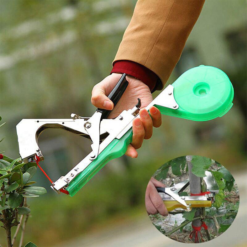 Máquina de amarração planta jardim planta pacote tapetool tapener com 1.1x3000cm de fita, usado para legumes, uvas, tomates, pepinos
