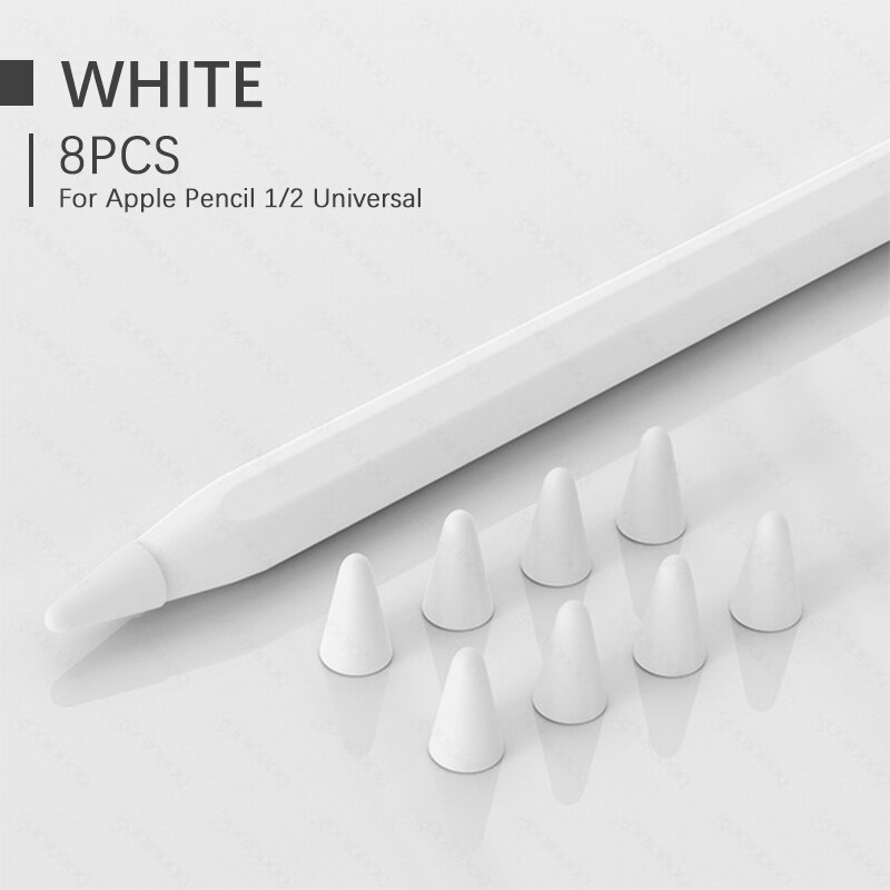 8pcs Silicone Replacement Nib Protective Cover Skin for Apple Pencil tip Tablet stylus Touch Pen Nib Cover стилус для планшета: white