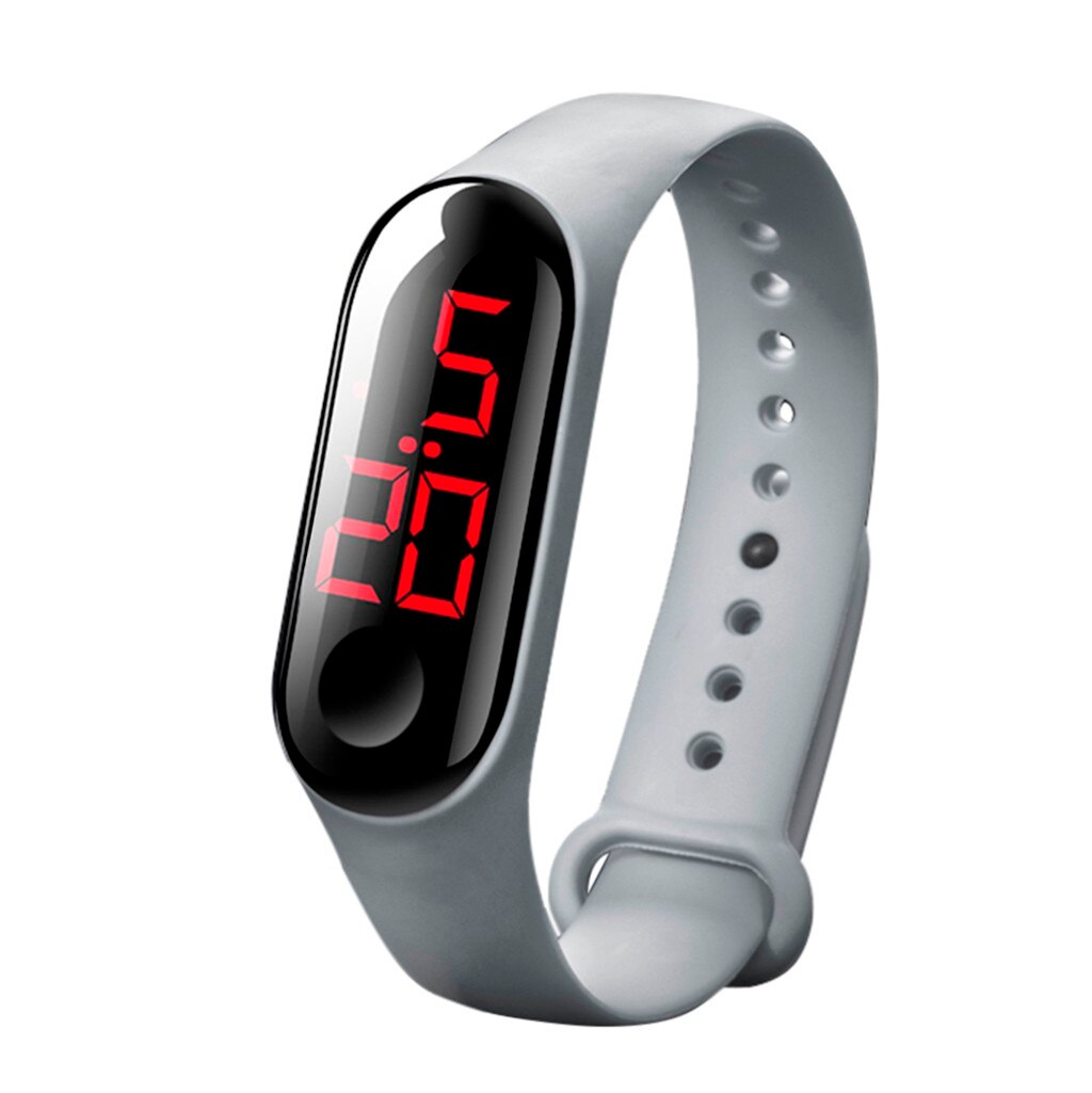 Men Women Sport Watch Digital LED Pedometer Run Step Walking Distance Calorie Counter Watch Bracelet Waterproof Watches: Grey