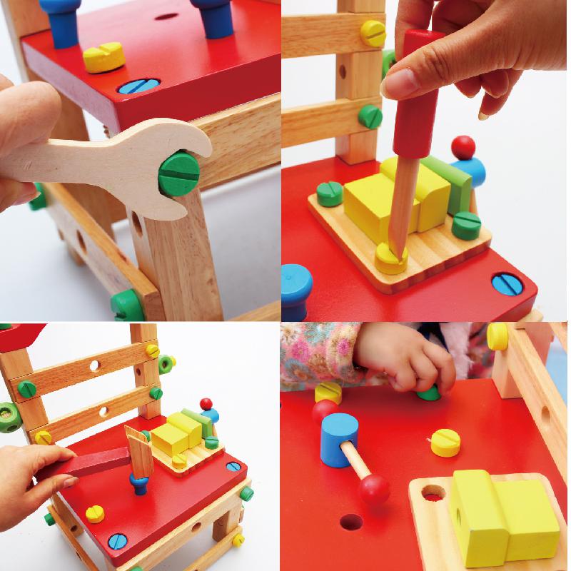 Wooden children's education manual disassembly screw nut Luban tool chair toy multi-functional work chair