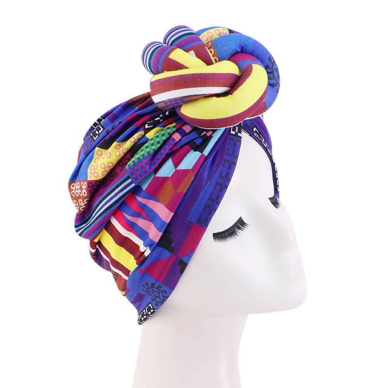 African Print Turban for Women Pre-Made Top Knot Head Wraps Flower Stretch Hijab Ladies Party Wedding Headdress: light green