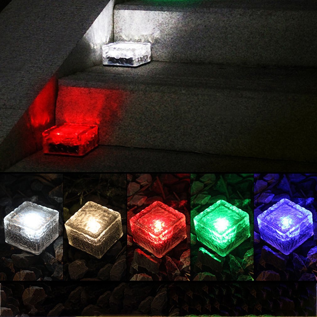 LED Solar Ice Brick Light Large Waterproof Solar Buried Ice Flower Tile Lamp Outdoor Patio Park Decorative Lighting ICOCO CE