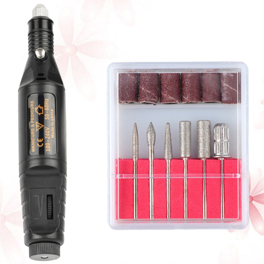 1 set nagelvijl mini draagbare duurzame elektrische nagelvijl nagelkunstgereedschap nagelpolijstmachine voor thuis: Zwart