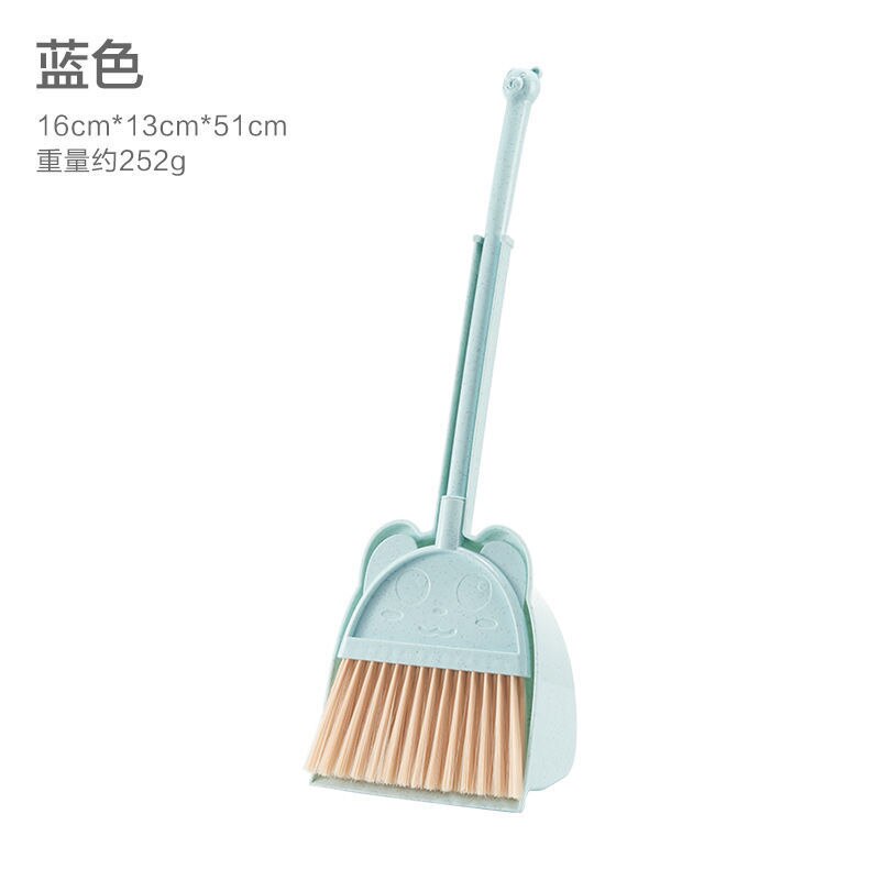 Juego de escoba de suelo rosa para niños, Recogedor de azulejos de soporte para interiores, artículos para el hogar, mango largo de plástico, bonito Recogedor ZZ50SB: broom dustpan blue