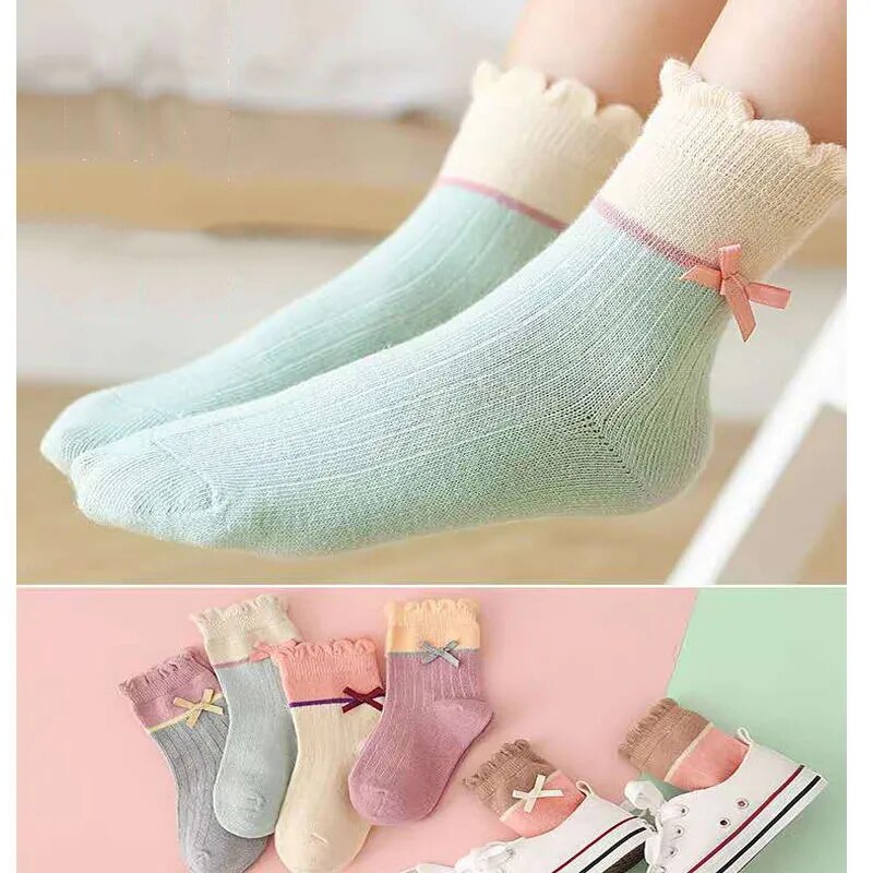 5 paia/lotto 1-12Y bambini calzini di cotone caldo autunno inverno bambini calzini tubo centrale simpatico cartone animato ragazzi ragazze pettinato calzini di cotone