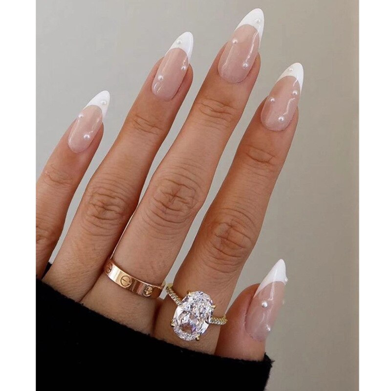Faux ongles français détachables en forme de cœur, 24 pièces, pointes en acrylique, pour Nail Art