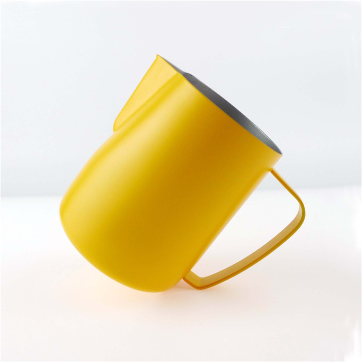 Stainless Steel Frothing Pitcher Pull Flower Cup Coffee Milk Frother Latte Art Milk Foam Tool Coffeware Milk Frothing Jug: Yellow / 350ml