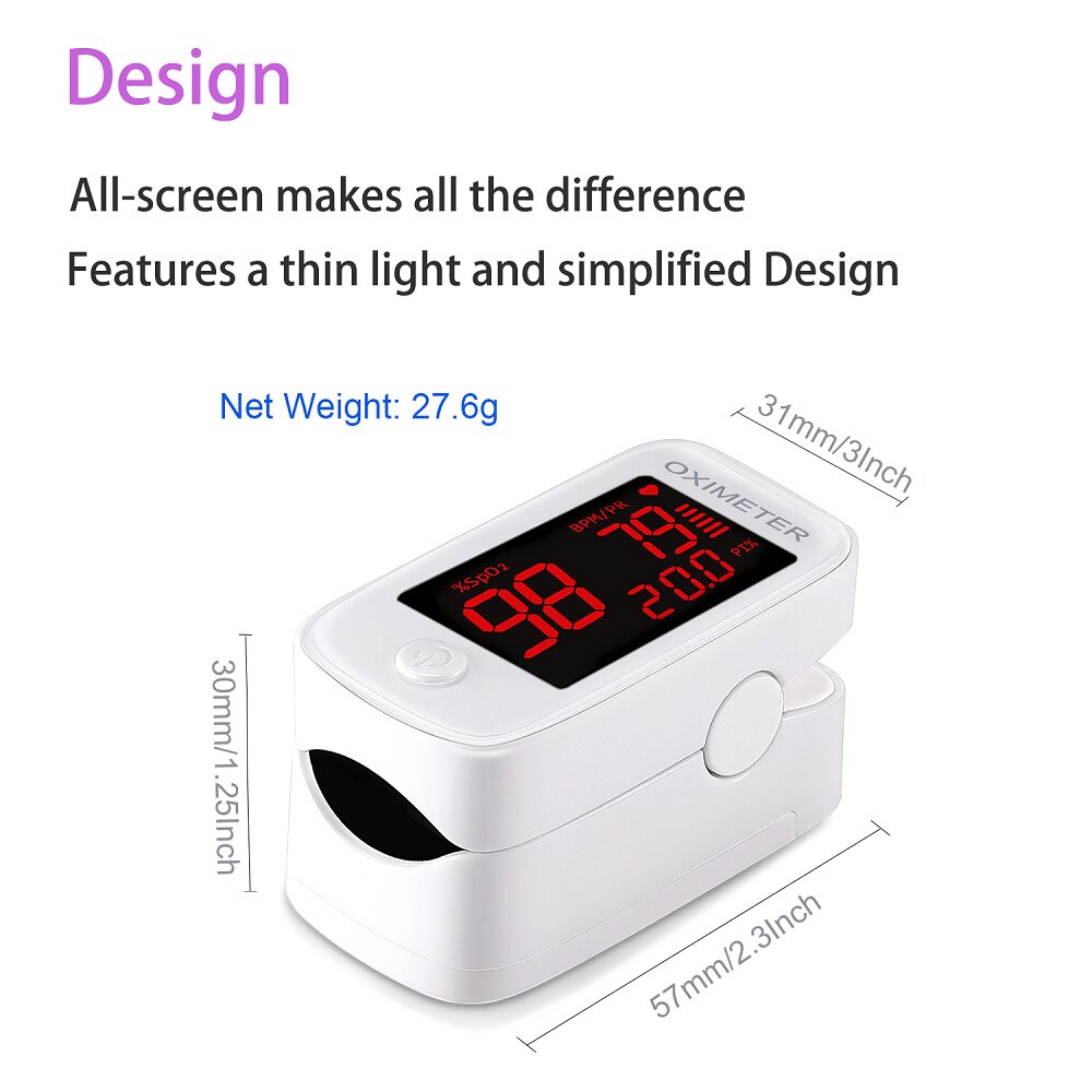 Household Digital Fingertip pulse Oximeter Blood Oxygen Saturation Meter Finger SPO2 PR Monitor 24 Hours Fast
