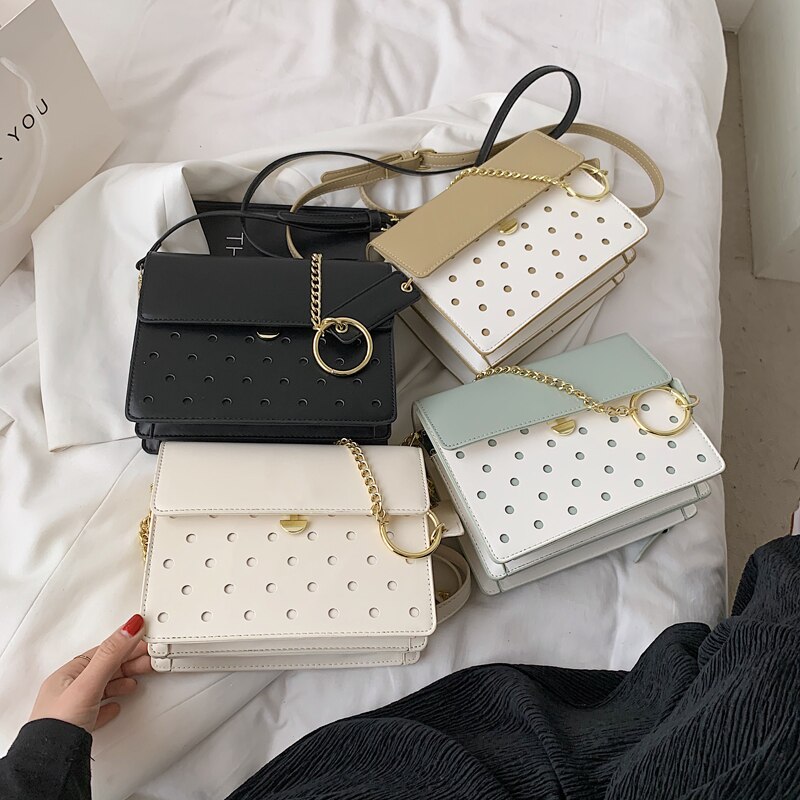 Kleine leder-umhängetaschen für damen, vintage-schultertasche mit kette, schlichte tasche, reisehandtasche und umhängetasche