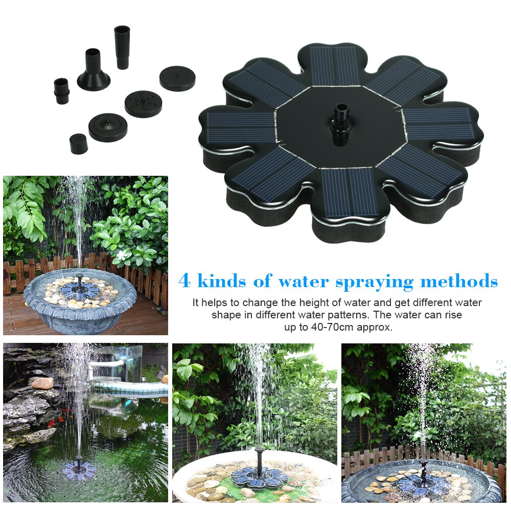 Zonne-energie fontein bloemvormig zonnepaneel kit vogelbad drijvende fontein pomp voor tuin patio vijver aquarium decoratie
