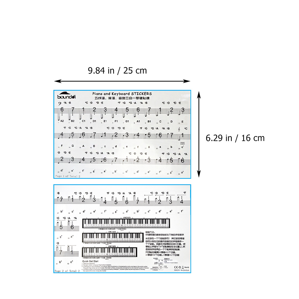 3 Sheets Beginner Learning Practical Piano Keyboard Stickers Simple Decals