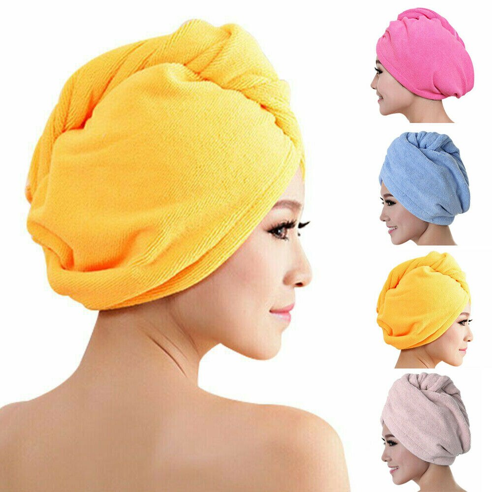 4 farver mikrofiber hår tørring håndklæde wrap turban hoved hat ren farve bun cap brusebad tør mikrofiber håndklæde