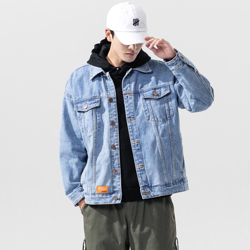 Plus Size M-5XL Classic Men's Denim Jacket Autumn Simple Jacket Stretch Locomotive Hip Hop Casual Jacket Trend Denim Jacket