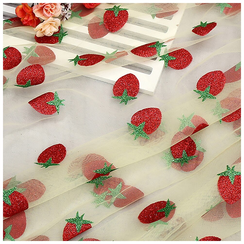 Modieuze Aardbei Tule Stof Gedrukt Mesh Stof Bruiloft Stof Voor Naaien Jurk Meisje Tule Rok 50cmX160cm: 3