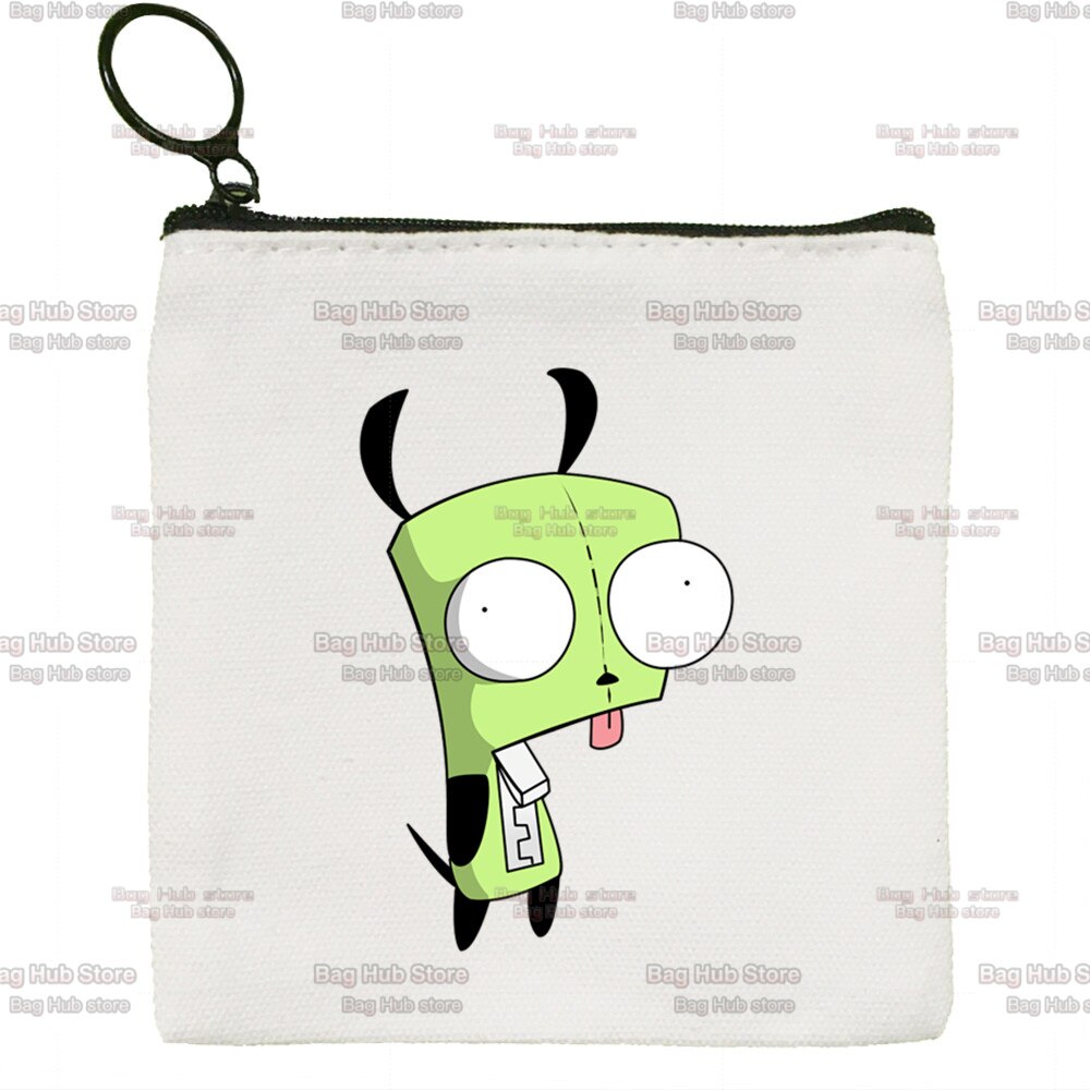 Invader Zim Zim Image Cartoon brezentowa portmonetka z zamkiem błyskawicznym studentka mały uroczy portmonetka szminka torba mała przenośna