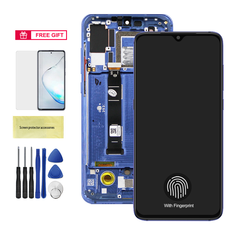 AMOLED For Xiaomi Mi 9 Mi9 LCD Display Touch Screen Digitizer Assembly With Frame For Xiaomi Mi9 M1902F1G Screen Replacement: Red