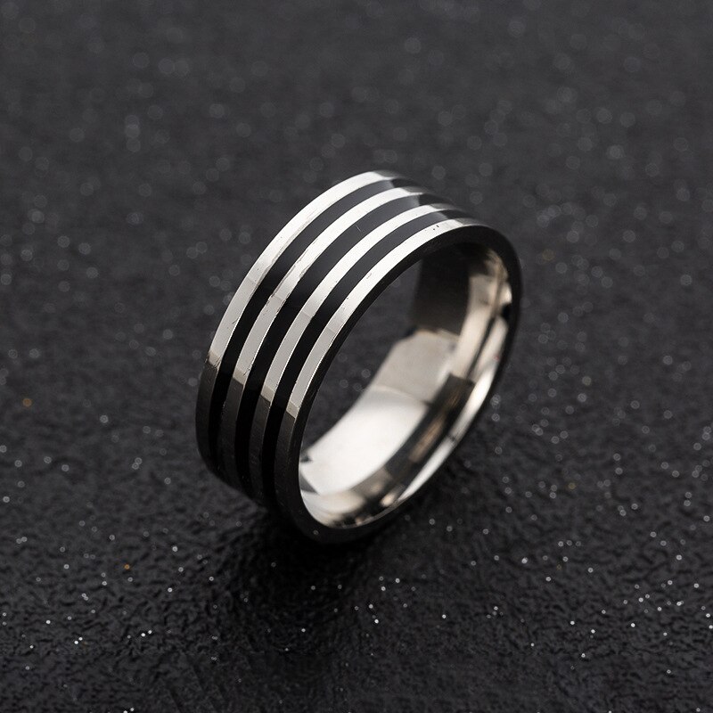 Anillo Punk de de 8MM para hombre, anillo de boda de acero inoxidable con ranura negra, anillo de boda dominante, joyería para hombre