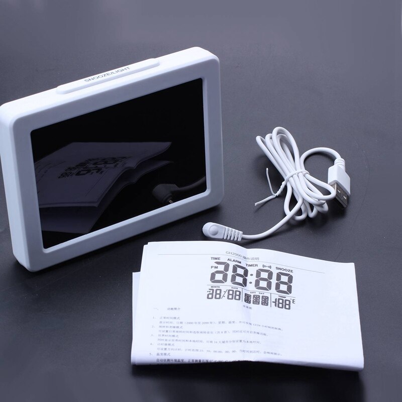 Digital Led Clock Lcd Display Desktop Electronic Alarm Clock Multifunction Calendar Home Temperature Clock